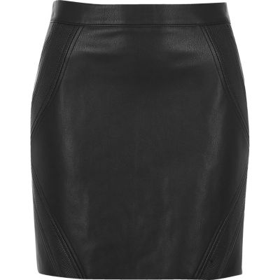 Black snake panel mini skirt